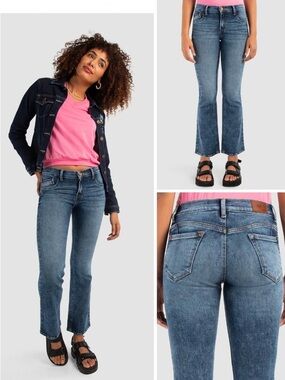 Mid Blue Flare Jeans - Classic High-Rise Fit